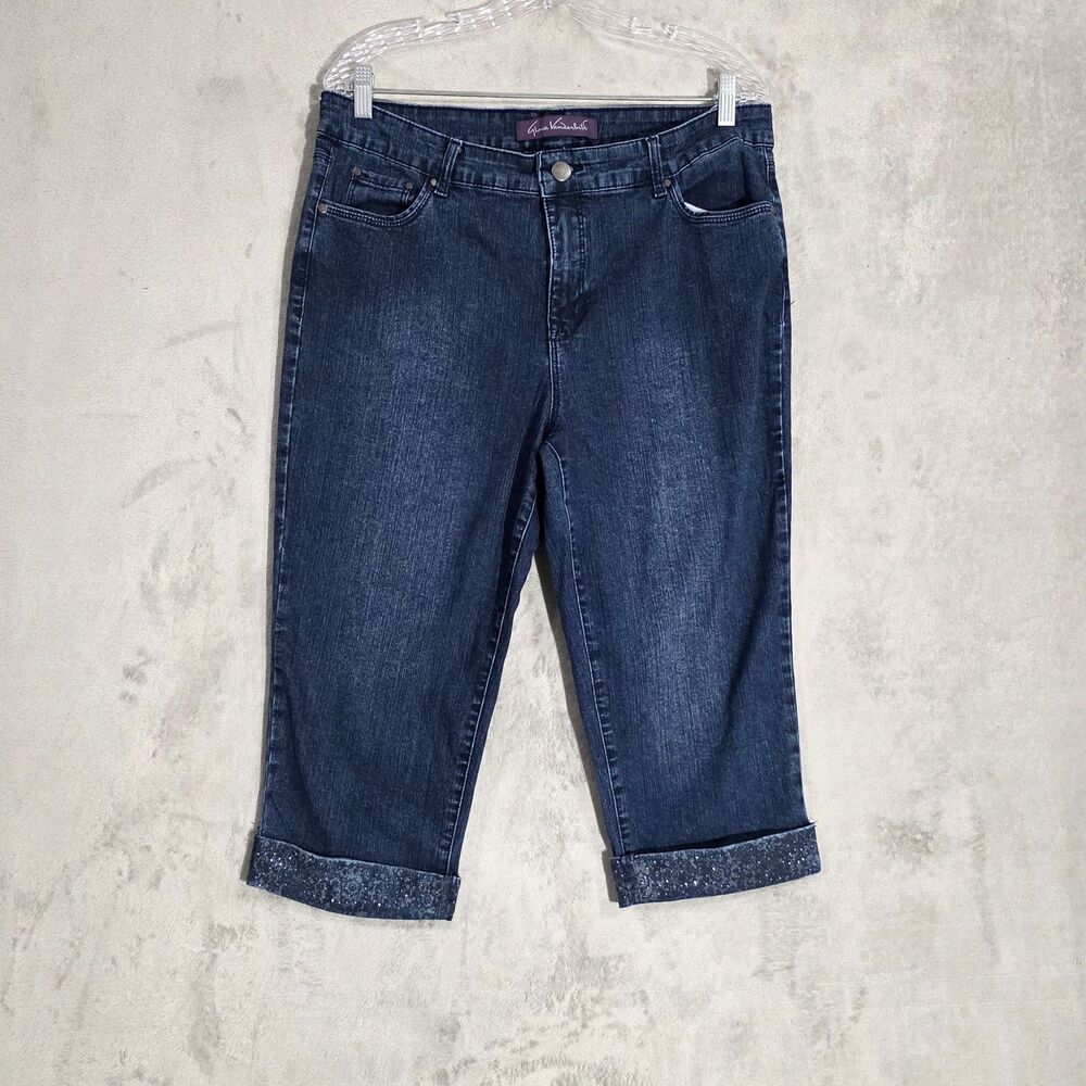 Gloria Vanderbilt  Cropped Denim  Blue Sz 14 Blue W17 X L18